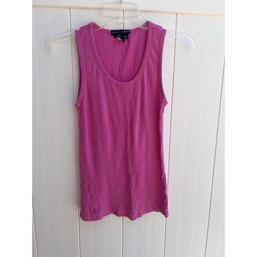 Ralph Lauren Cami Tank Top Shirt Womens XS Sleeveless Pink Ribbed